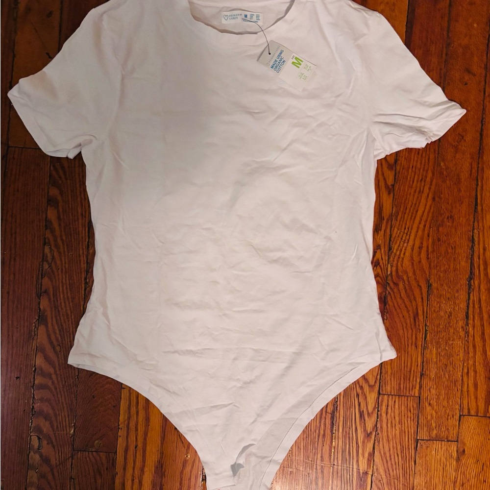 Primark White Bodysuit Classic Crew Neck